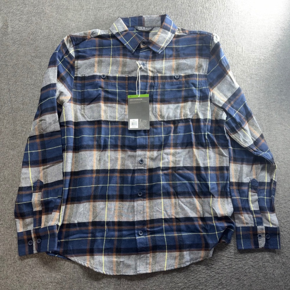 Alpine Design Mens Mount Evans Flannel Shirt Navy Blue Plaid ADM22202 Medium NWT